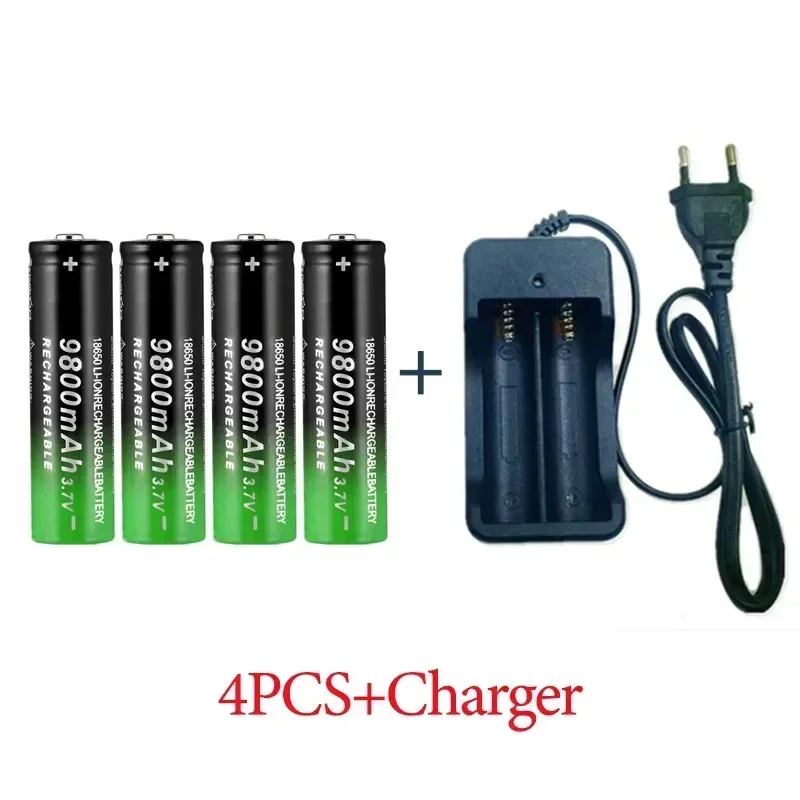 18650Battery Rechargeable Battery Best-selling 3.7V9800mAh+Charger Capacity Li-ionRechargeableBattery for Screwdriver Calculator