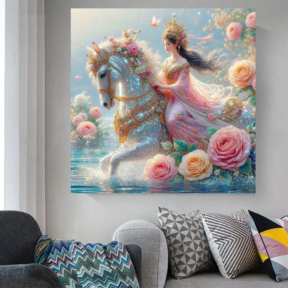 Diamond Painting New 2024 Fantasy Ancient Woman and Horse DIY Diamond Embroidery Cross Stitch Kit Mosaic Handicraft Home Decor