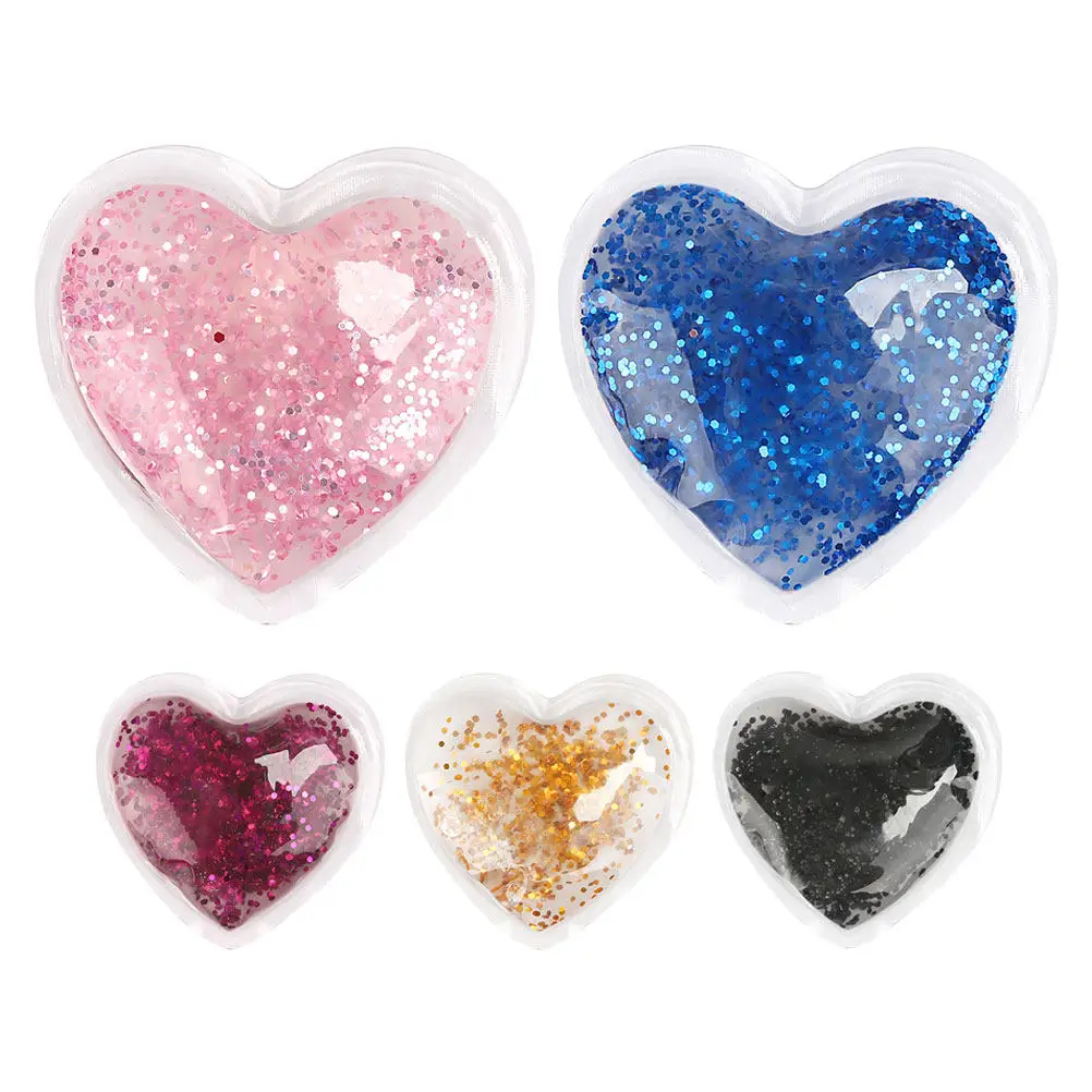 5Pcs Shiny Heart Shape Reusable Eye Gel Pads Cooling Heating Treatment for Under Eye Bags Women Daily Facial Self Care Routine