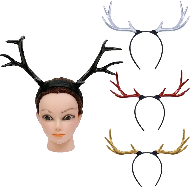 

Women Cosplay Simulation Antler Headpiece Christmas Elk Headband Photography Props Headband Wearing Antler Headband