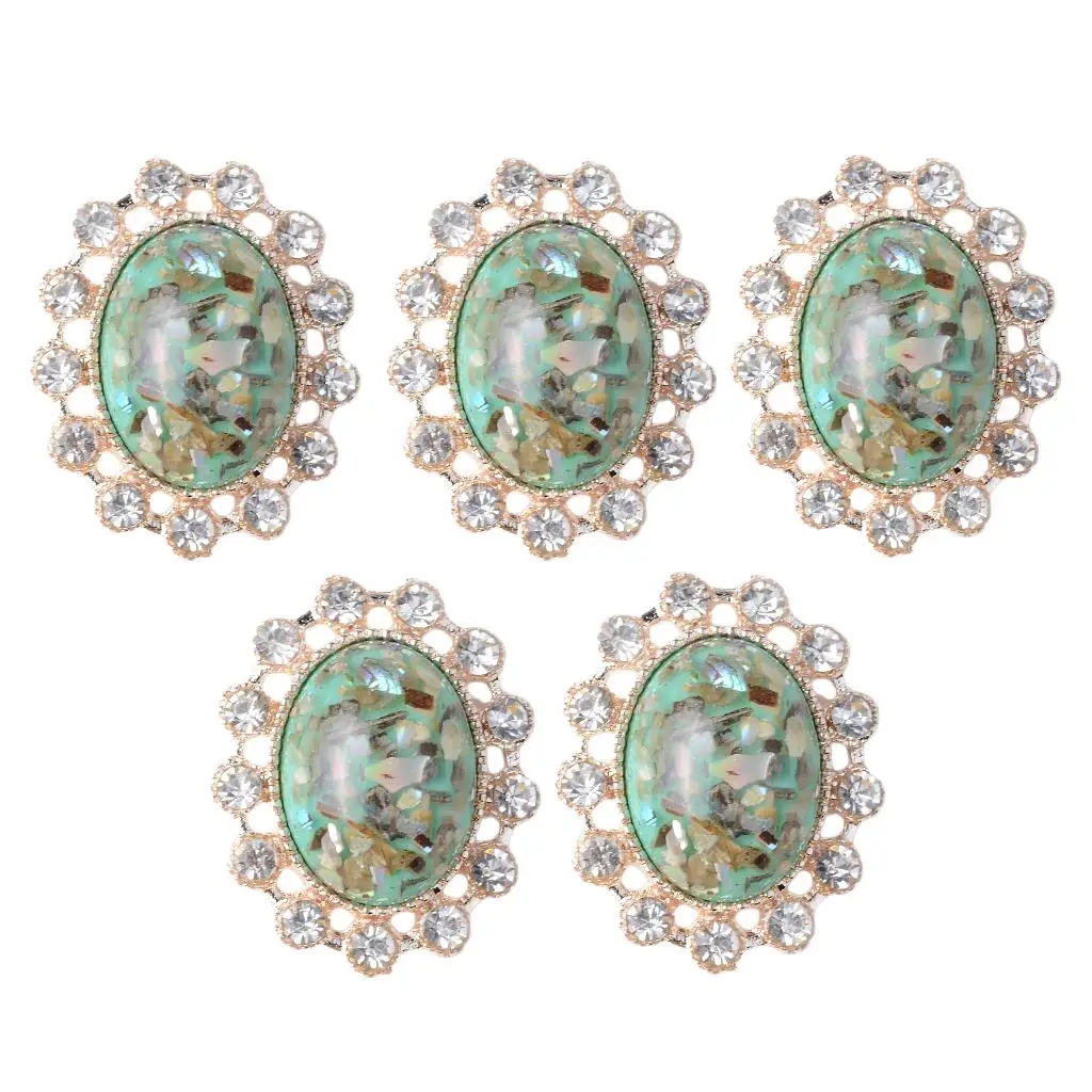 5 Acrylic Crystal Flatback Buttons DIY Jewelry Making Findings Green