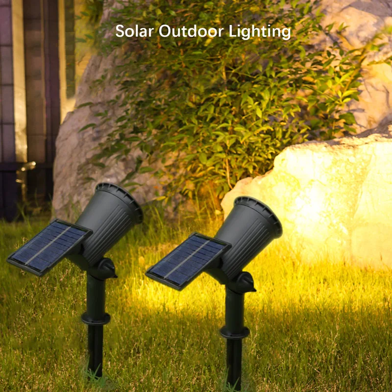 9 LED Solar Powered LED Spotlights, Adjustable Angle, 2 Installation Methods for Yard, Lawn, Tree Lighting