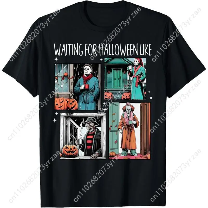 

Жуткий Хэллоуин Vibes Ретро футболка Мужчина Женщина Высокое качество Винтажная футболка Хлопковая модная футболка с короткими рукавами Мягкие дышащие топы