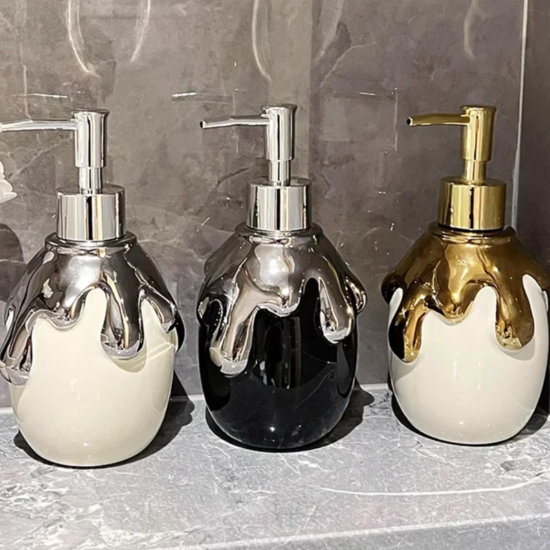 Gilded Ceramic Art Lotion Bottle, Soap Dispenser, Bathroom Accessories, Shampoo Dispenser, Kitchen Hand Sanitizer Bottle