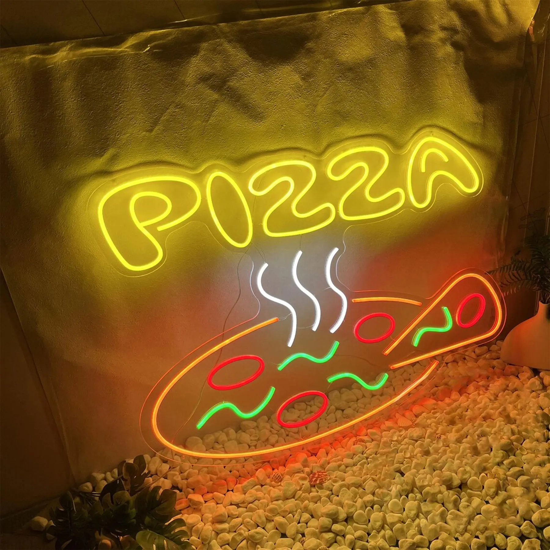 

Pizza Neon Sign Pizza-Shape Food Wall Open Decor for Pizzeria Shop Restaurant Kitchen Bar Store Sign