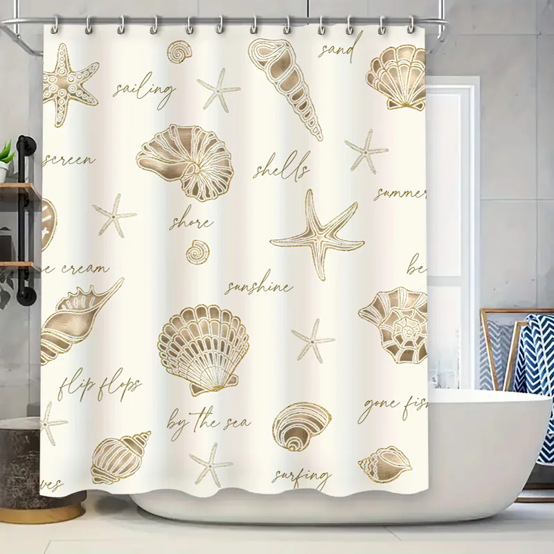 

Sea Shell Shower Curtain Beach Decorative Waterproof Fabric Bathroom Liner Set for Home Decoration in Bathrooms Kitchens on AliE