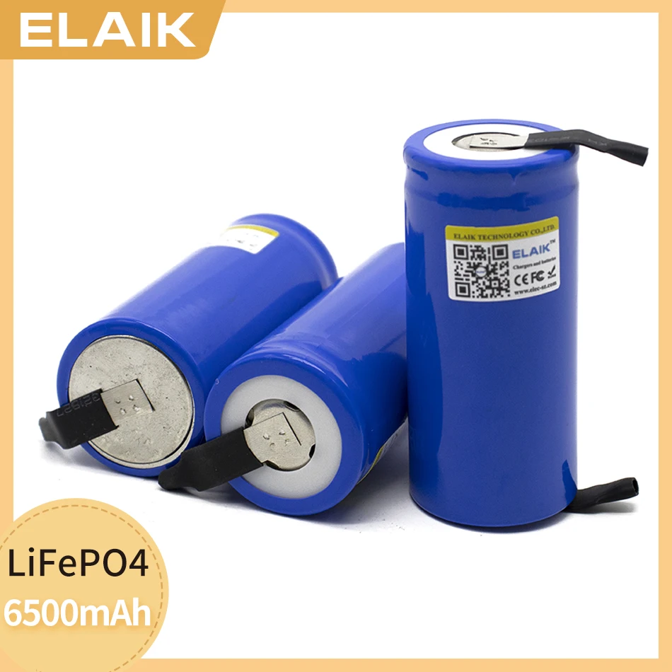 ELAIK 32PCS Lifepo4 32700 3.2V 6500mAh Rechargeable Battery Lithium Iron Phosphate 35A Continuous Discharge Maximum 55A+DIY Nick