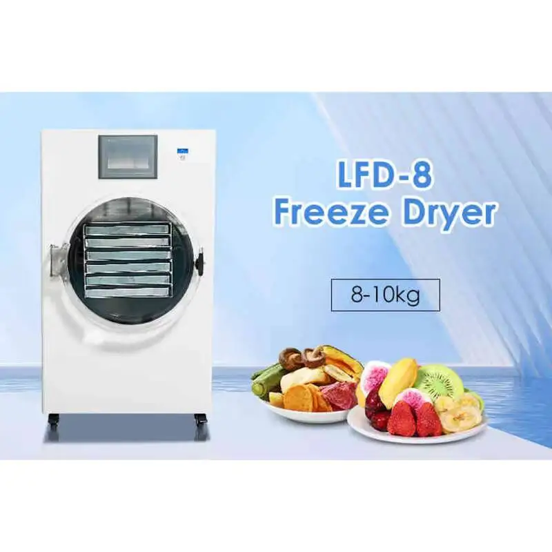 2025 جديد 8 كجم 10 كجم فراغ آلة مجفف بالتجميد 6 صواني الاستخدام المنزلي آلة تجميد الفاكهة للأغذية