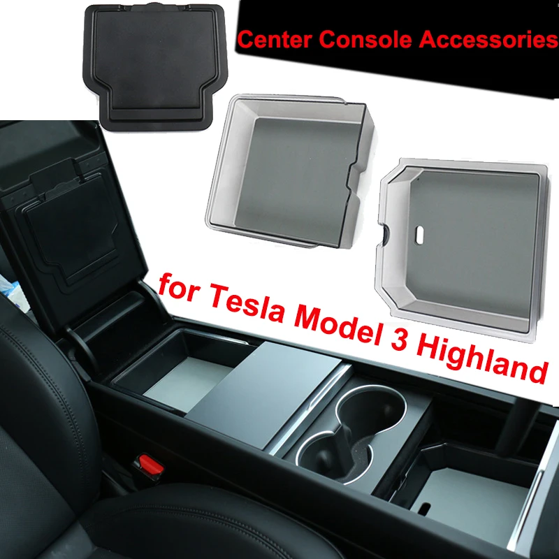 

For Tesla Model 3 Highland 2024 Hidden Storage Box Center Console Armrest Box Organizer Transparent Smooth Slide Case New Model3