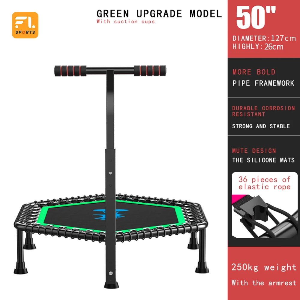 Esporte hexágono trampolim salto ajustável trampolim indoor ao ar livre fitness trampolim parque com primavera 2025