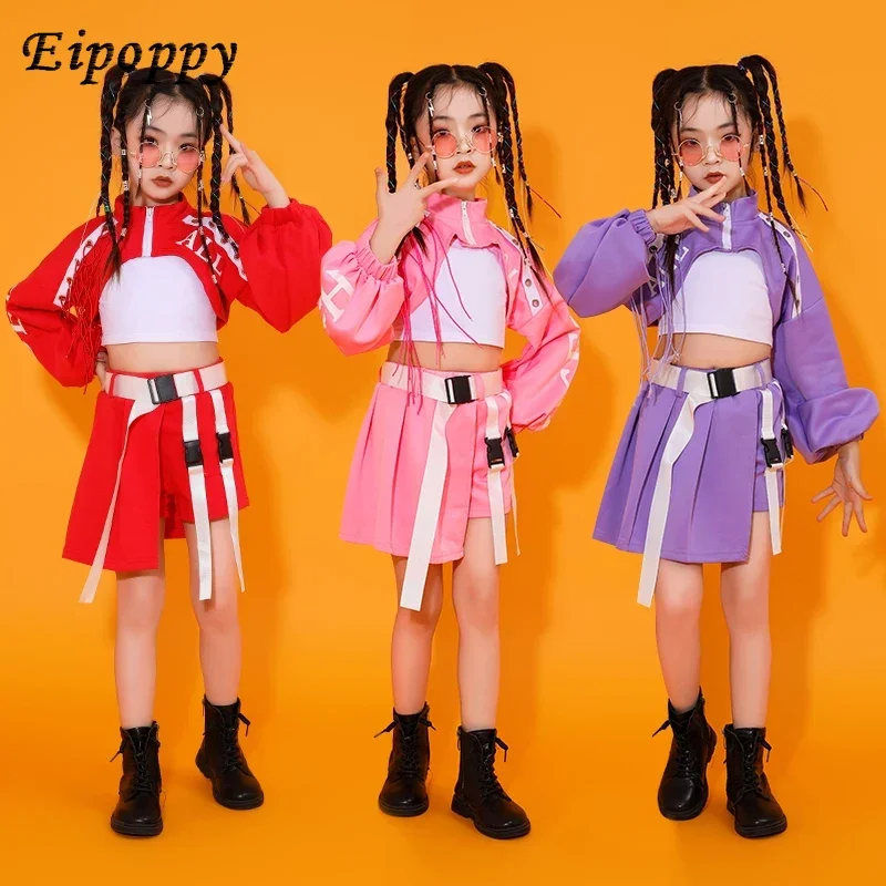 

Girl Jazz Dance Costumes Clothes Teenage Showing Outfits Hip Hop Clothing Long Sleeve T Shirt Tank Top