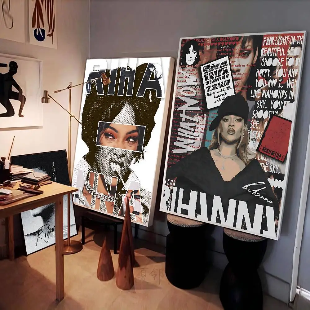 Hot Singer R-RIHANNAS Whitepaper Poster HD Quality Poster Wall Art Painting Study Room Wall Decor