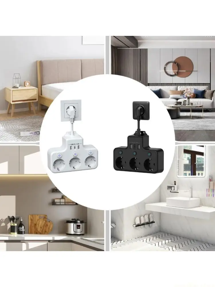 F62C Office Desk MultiPlugs Organizers Power Strips Child Safety Space Saving Design