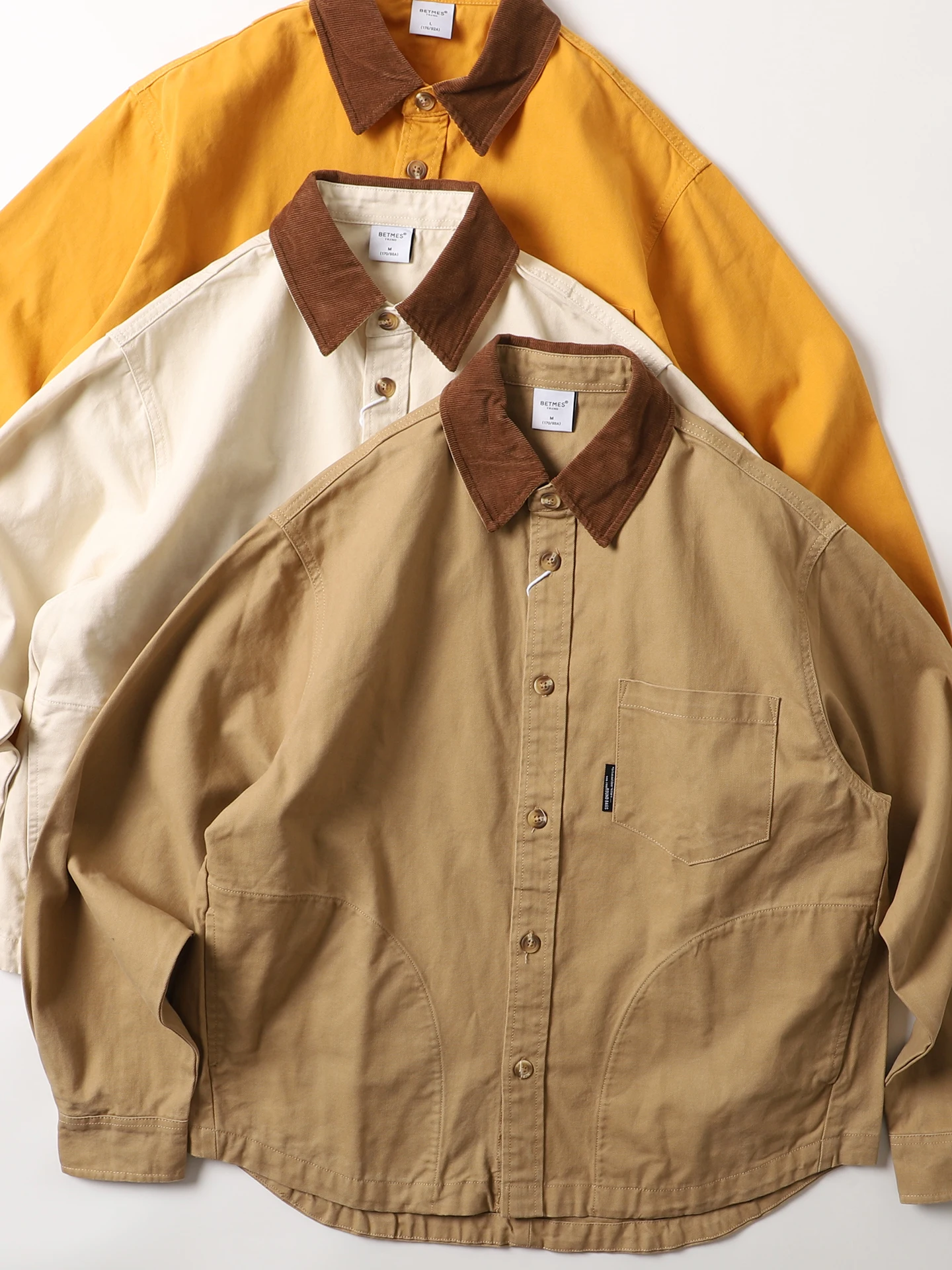 

Мужская повседневная рубашка из плотного хлопка с длинным рукавом, свободного кроя, на пуговицах, для осеннего сезона, модная верхняя одежда