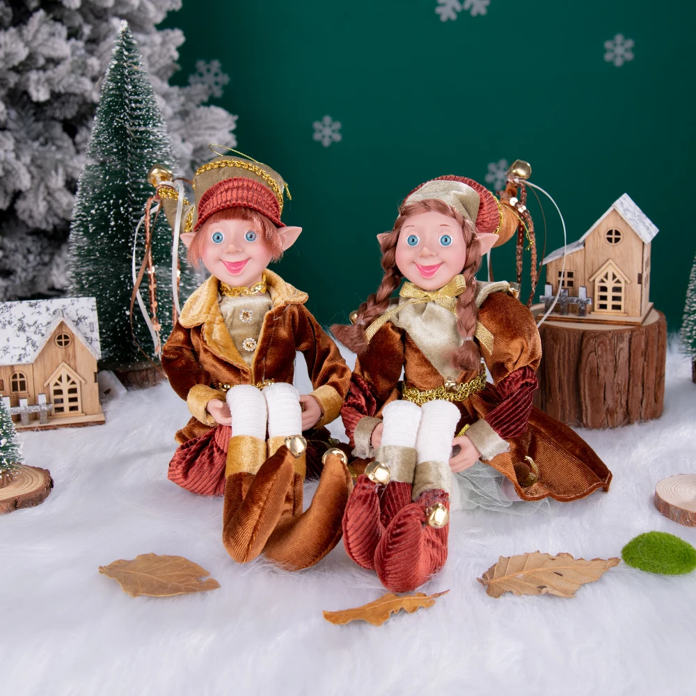 2024 New Year Christmas Elves Plush Elf Doll Xmas Decoration Navidad New Year Gifts Tree Hanging Ornaments Children Cute Toys