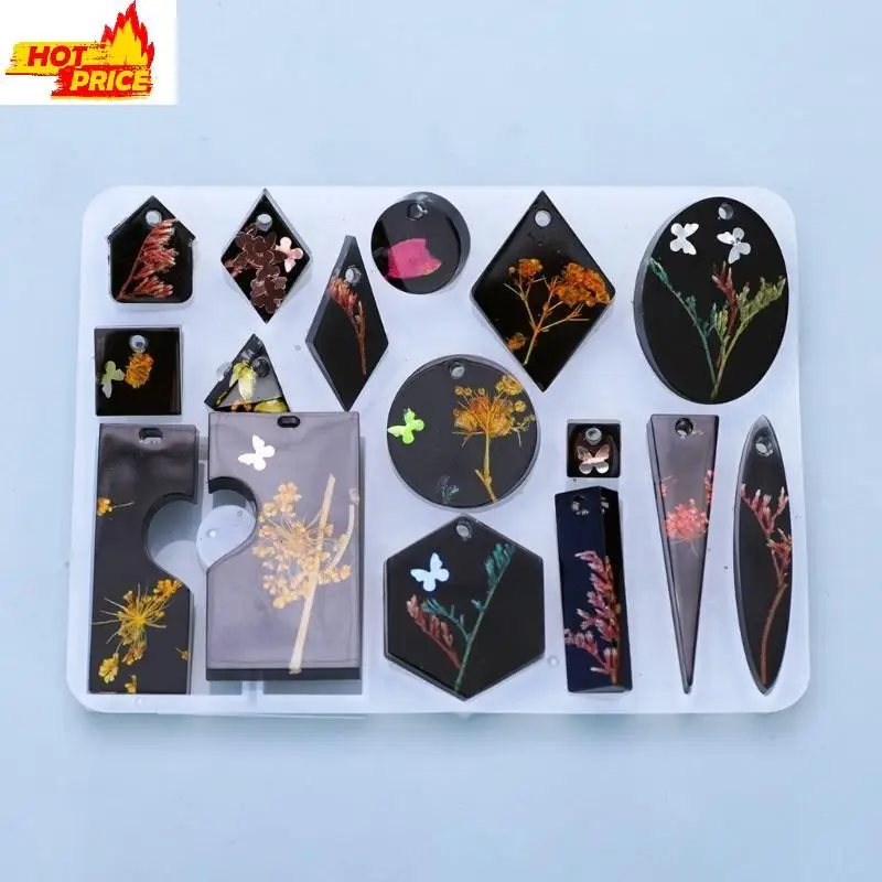 

DIY форма для подвески, полимерная форма, многоугольная форма для ювелирных изделий с отверстиями для ручного изготовления