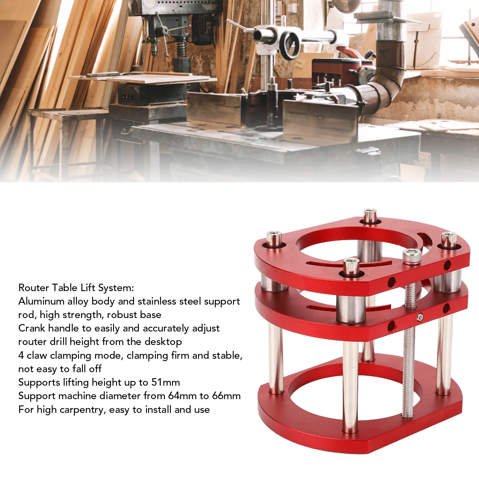 Basis Sistem Pengangkat Meja Router Tinggi Dapat Disesuaikan Dasar Router untuk Diameter Motor Sistem Meja Router 64 Hingga 66Mm