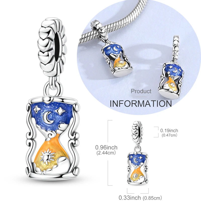 

Оригинальный кулон-шарм из серебра 925 пробы в форме солнца, луны и песочных часов для женщин, подходит для оригинальных браслетов и ожерелий, аксессуары для самостоятельного изготовления украшений.