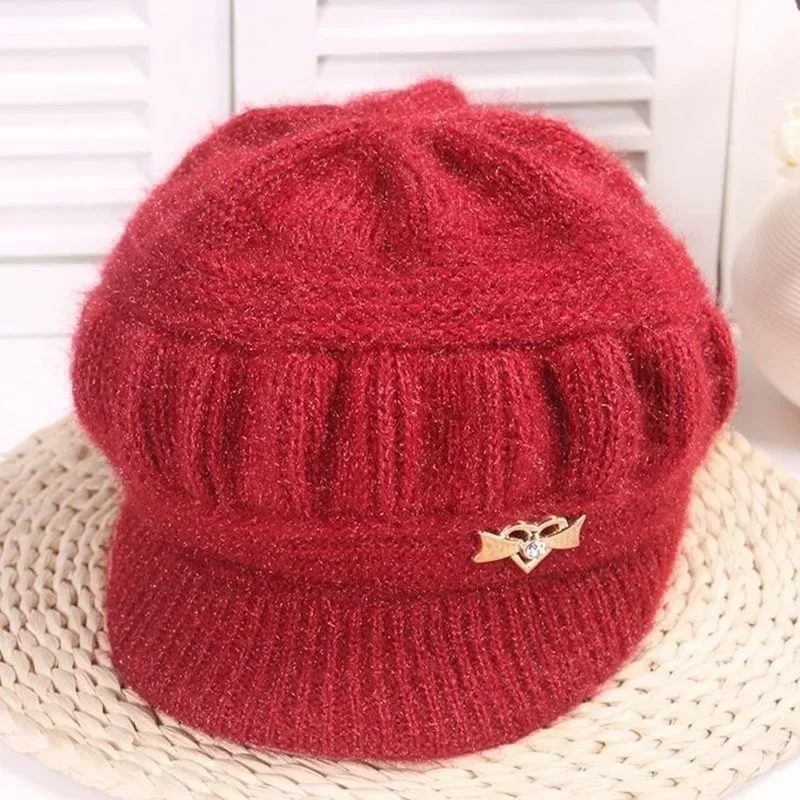 Zimowa damska czapka zewnętrzna wiatroszczelna i ciepła Modna i wygodna czapka beanie Zagęszczona i aksamitna czapka prezentowa dla mamy