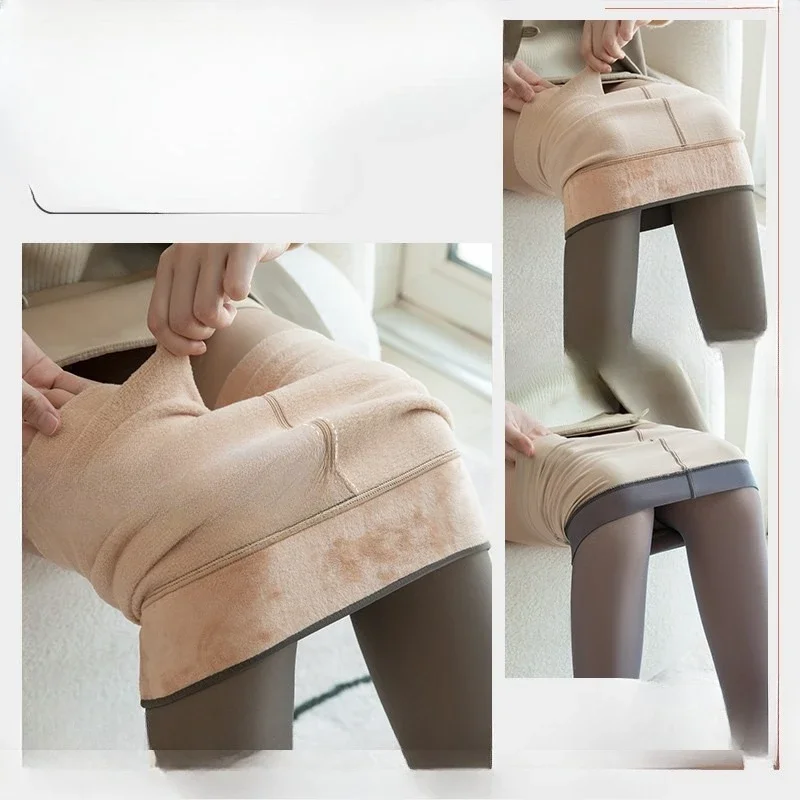 

Women's Thickened Bare-leg Socks with Anti-slip Skin-through Feature Velvet Fabric for Autumn And Winter Pantyhose Hook Friendly