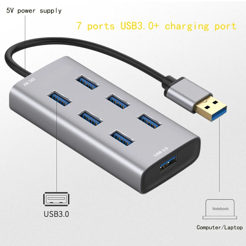 التوصيل والتشغيل متعدد الوظائف تمديد كابل الفاصل محول لعبة USB محور الكمبيوتر المحمول محطة إرساء USB 3.0 محول