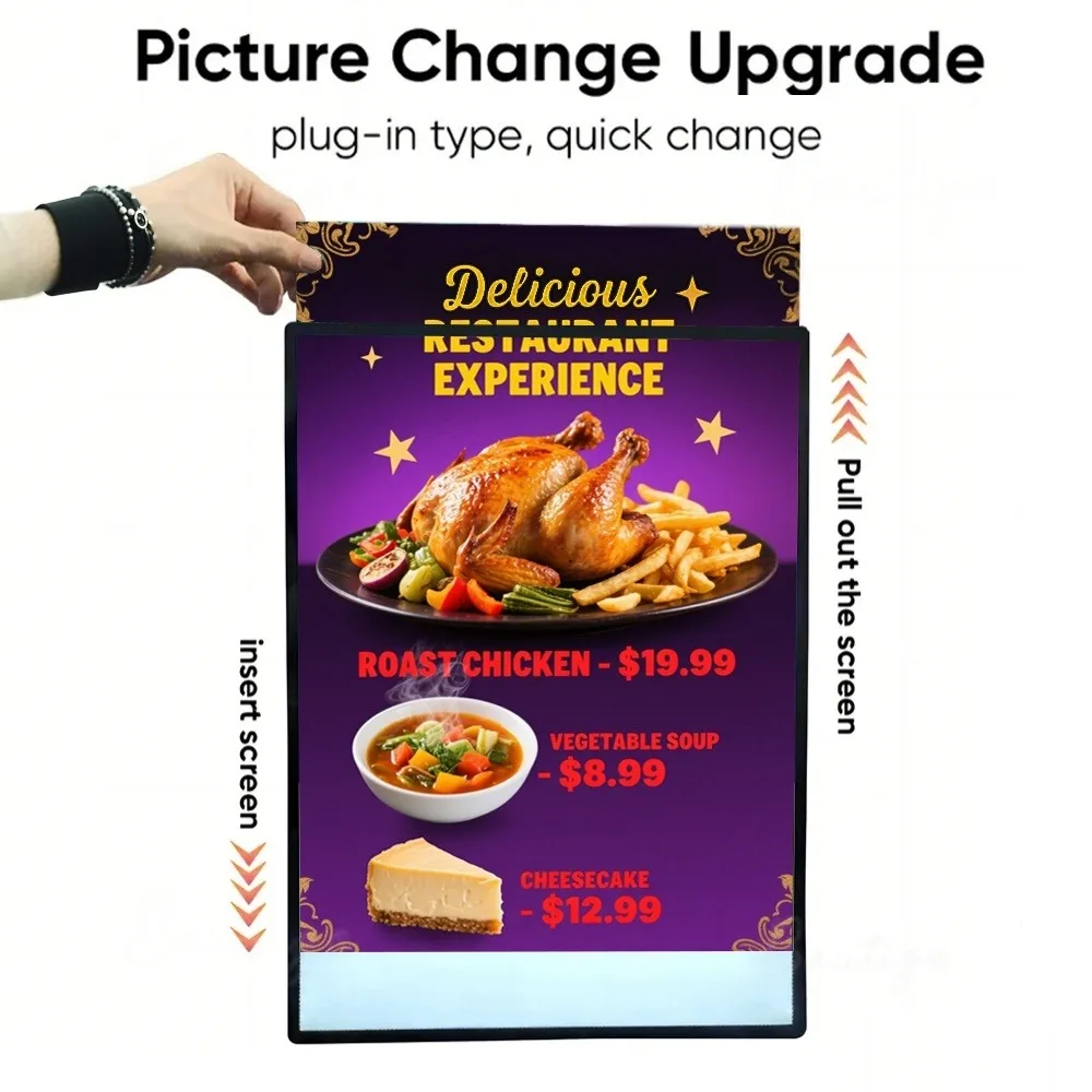 Custom Slim Light Box Backlit Restaurants Menu Advertising Poster LED Light Box Business for Indoor Restaurant