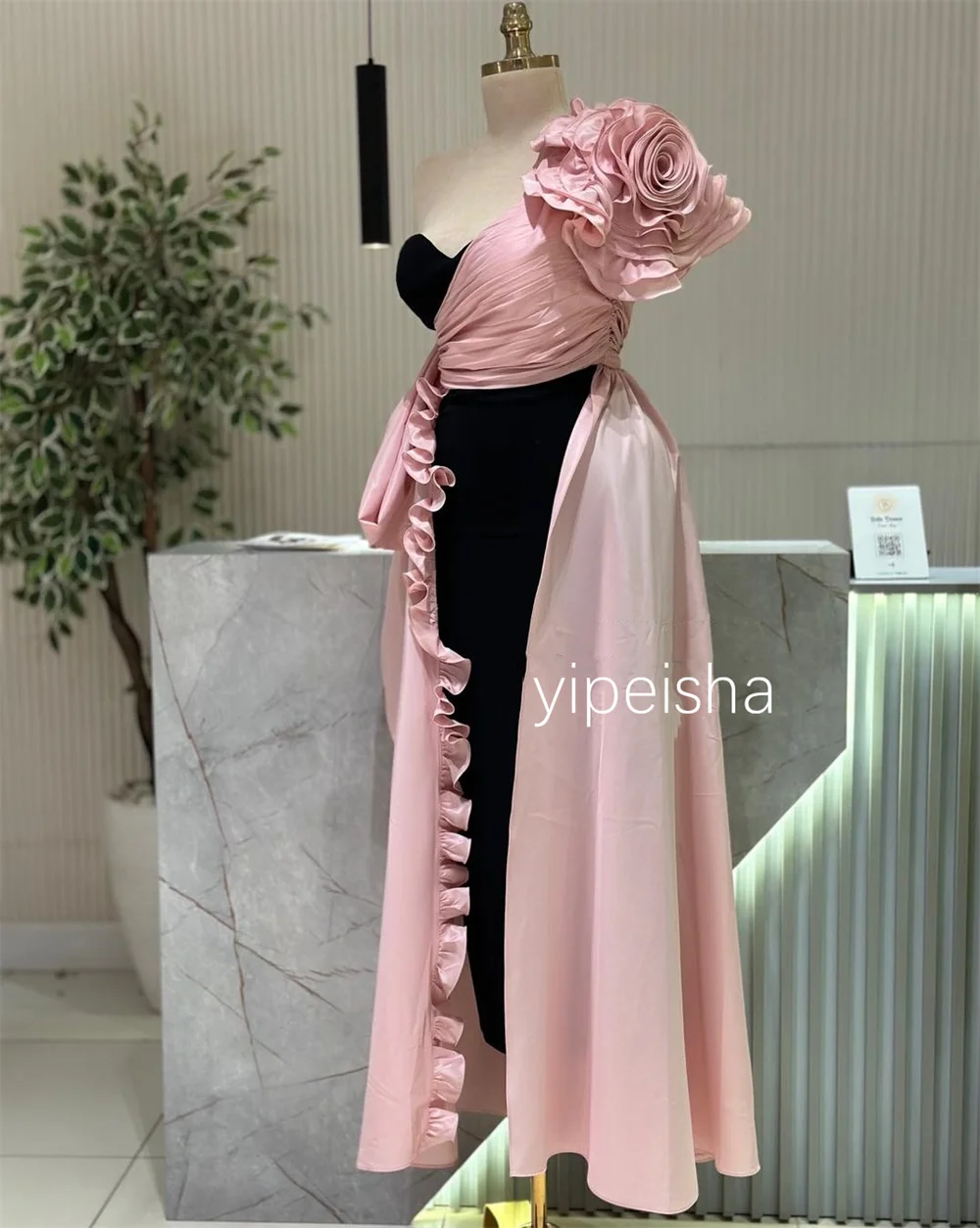 Vestidos Midi rectos de un solo hombro con flores hechas a mano, exquisitos y personalizados, vestidos de quinceañera, tallas elegantes disponibles