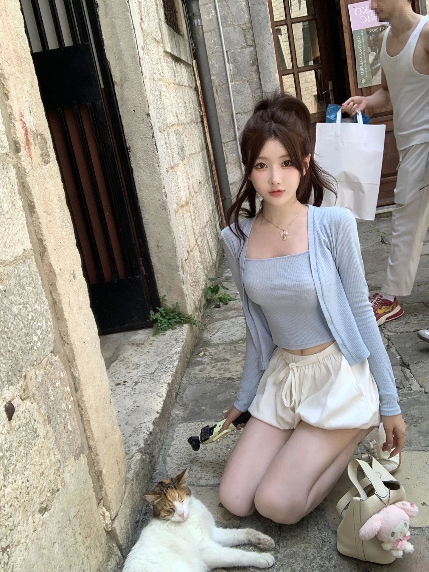 bigking-pantaloncini-svasati-da-donna-casual-con-design-ballet-melody-vita-alta-elastica-con-coulisse-in-misto-poliestere-estivo