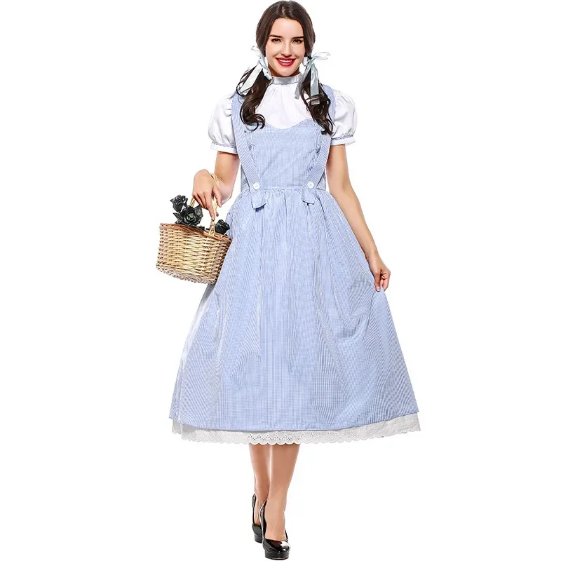 S-3XL adulto feminino traje de empregada doméstica de halloween traje festa de galinha família jantar fantasia vestido