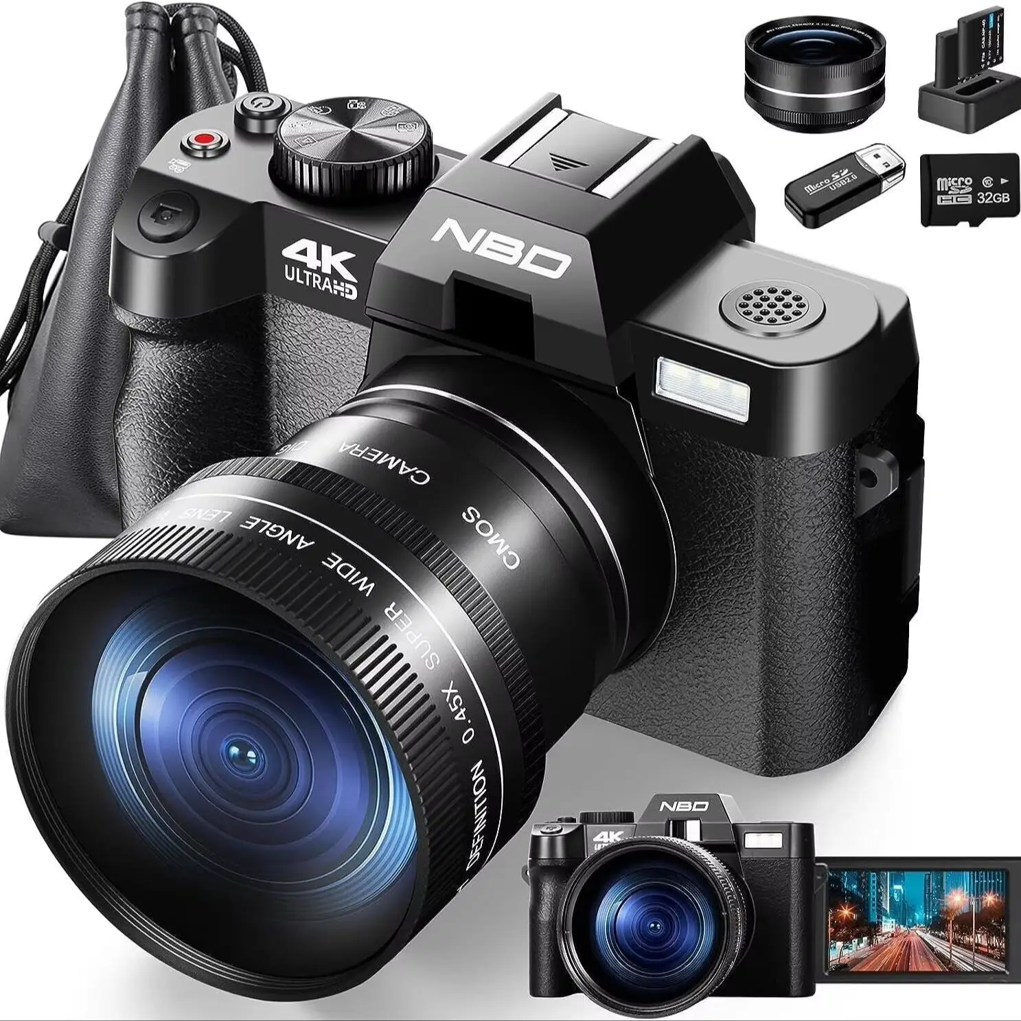 

NBD S100F 4K Vlog Digital Camera 48MP Compact App Control Webcam 16X Zoom Vintage Recorder for YouTube Live Streaming Photography