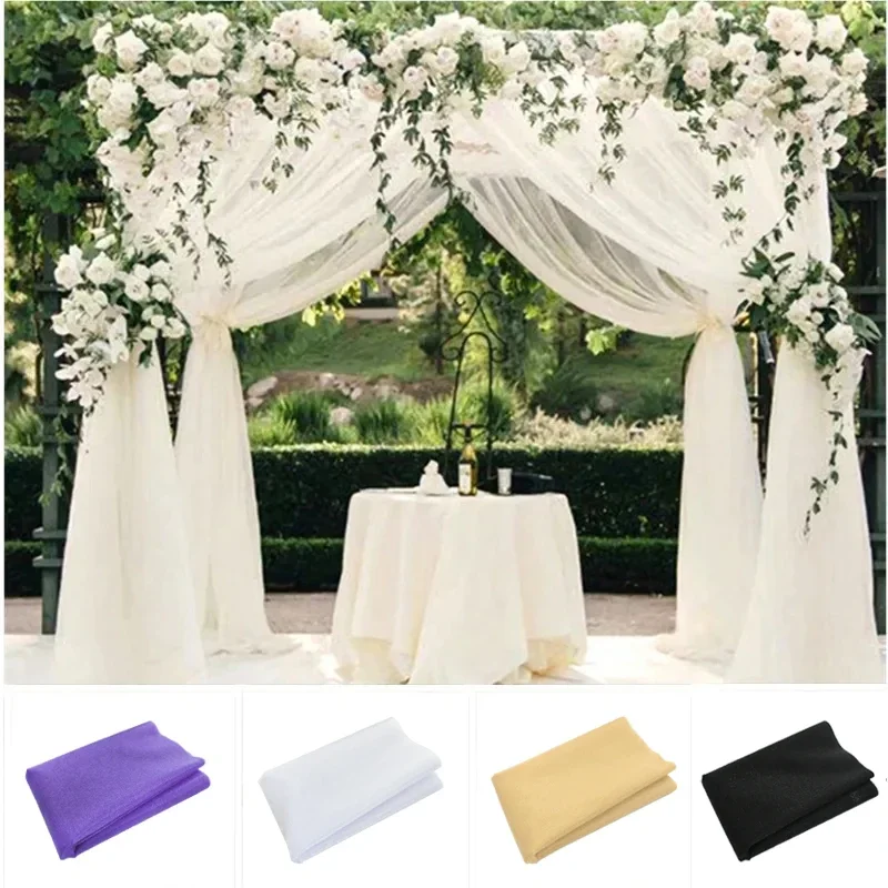 Rollo de Organza para boda, tela de tul de cristal transparente, decoración de puerta de arco de boda, hilo, telón de fondo para fiesta de cumpleaños, suministros para Baby Shower