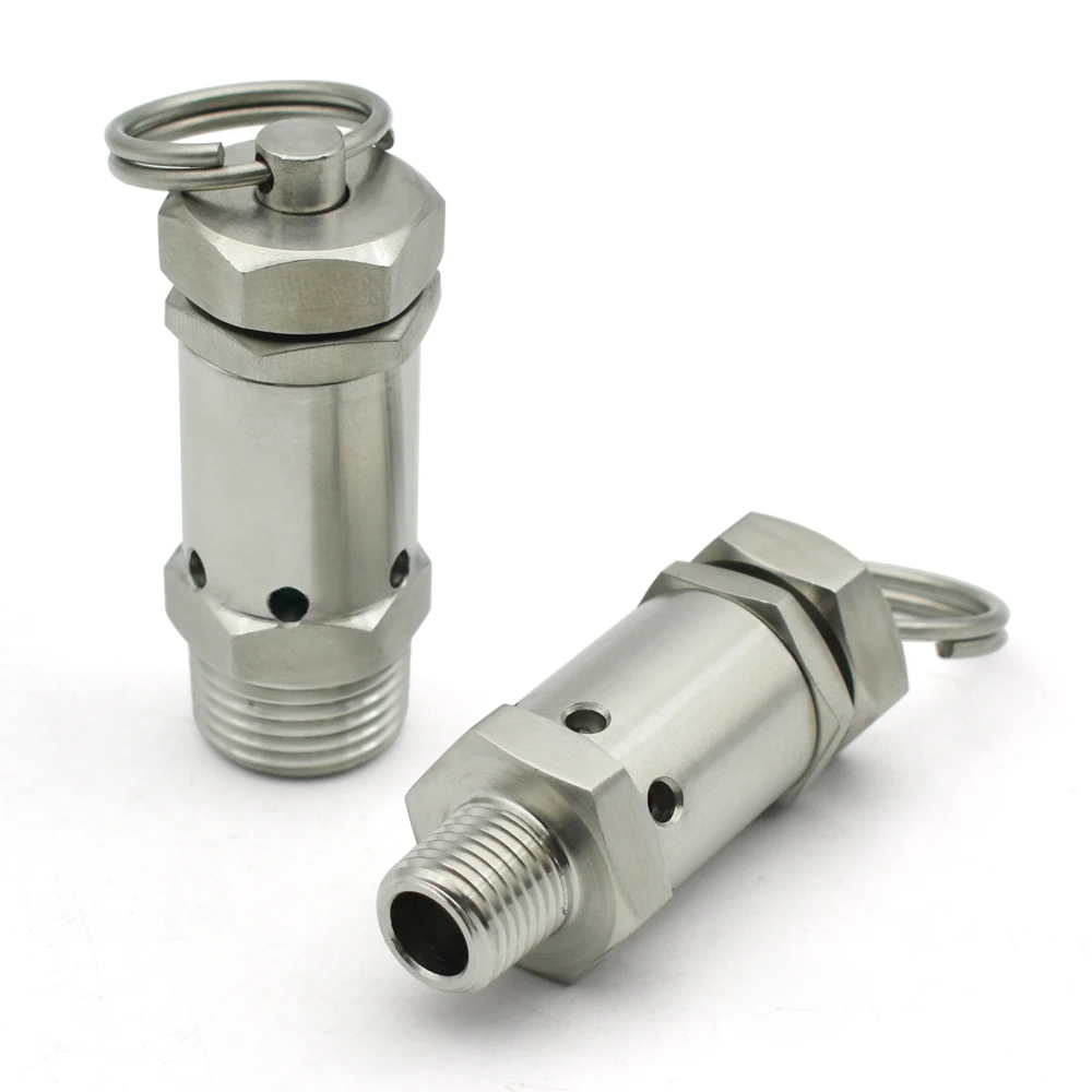 

304 Stainless Steel Sanitary Micro Spring Safety Valve 1/4 "1/2" BSPT NPT Male 0.5-10 Bar Exhaust, Suitable For Air Compressors