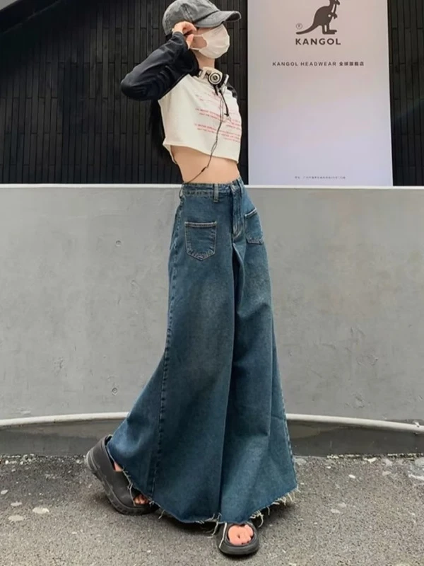 S-5XL Jeans Women Vintage Harajuku High Street Summer Baggy All-match Hotsweet Korean Style Denim Trousers Y2k Popular College