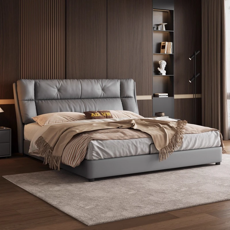

Designer Leather Bed Simple Modern Headboards Double Queen Fashion Bedroom Salon Lounge Bed Princess Sleeping Beliche Furniture