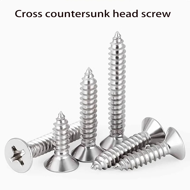 

304 stainless steel woodworking cross countersunk self tapping screws, flat head wood screws, and extendedw M2M2.3 M2.6 M3M3.5M4