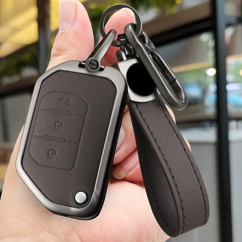 

Zinc Alloy Leather Car Key Case Cover Shell Holder Auto Styling Accessories Keychain For Toyota Prado 120 Fj150 Land Cruiser