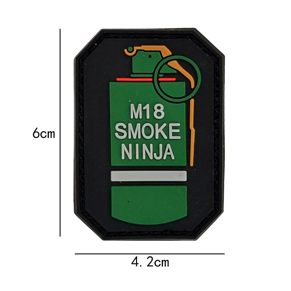 Smoke M18 M67 Morale Badge Hook and Loop PVC Outdoor Tactical Backpack 3D Rubber Patches Green Grenade Patch for Clothing