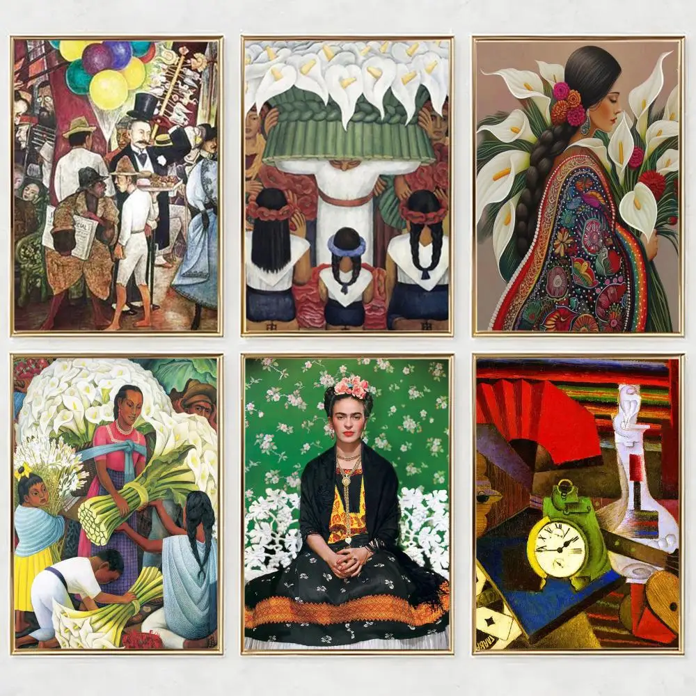 Popular póster de Diego Rivera HD, arte de pared autoadhesivo impermeable, uso en múltiples escenas, mejor selección de regalos