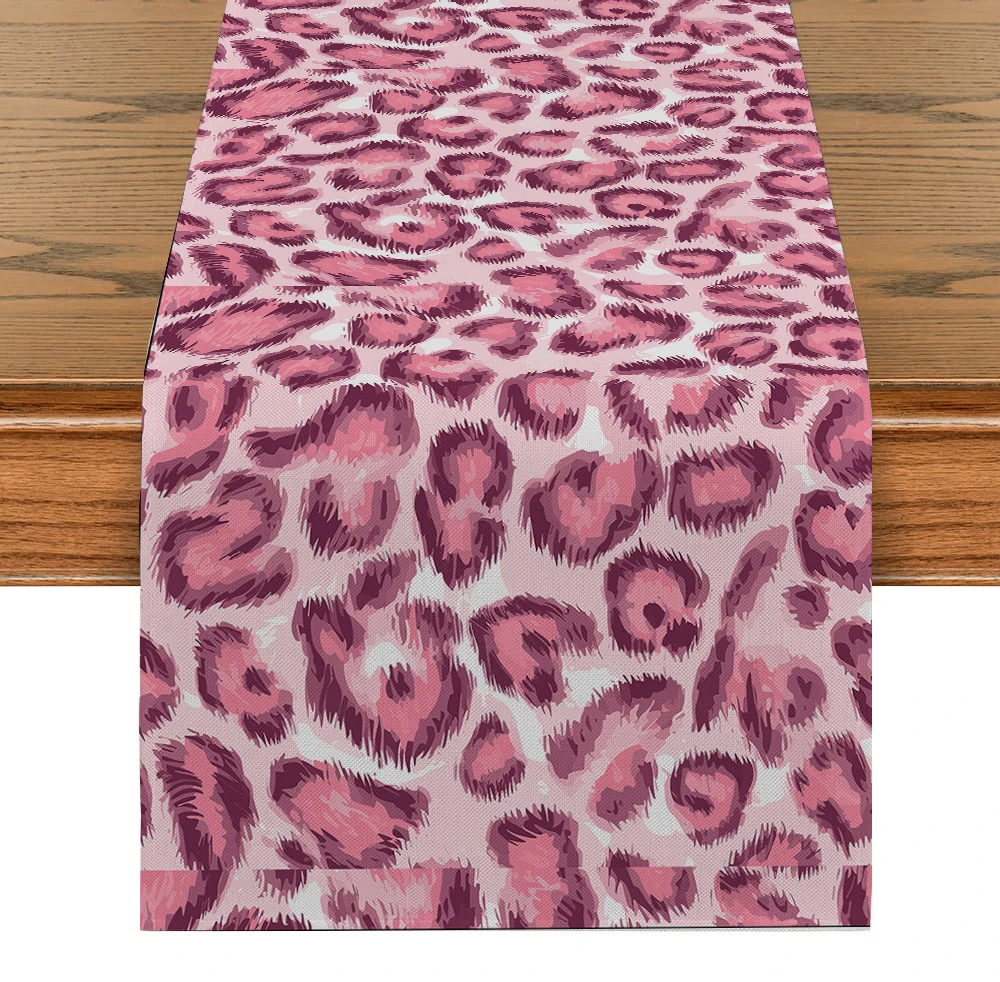 

Leopard Geometry Table Runner Kitchen Dining Table Decoration for Indoor Outdoor Home Table Runners Washable Dining Long Cloth