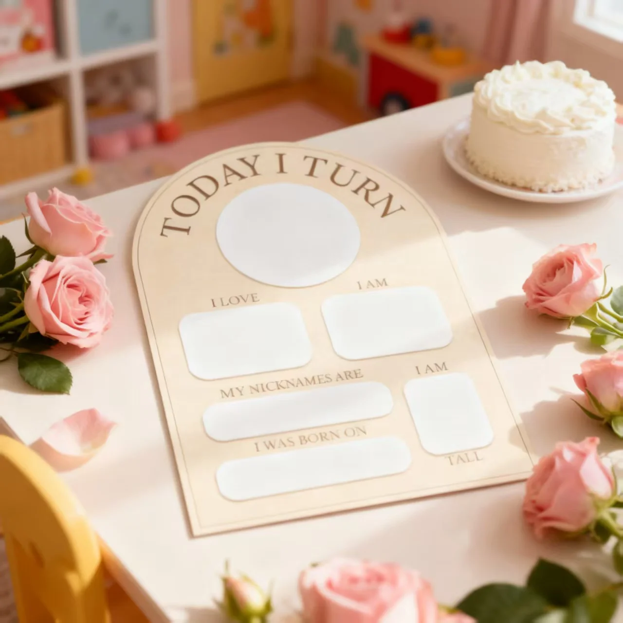 اليوم I Turn لوحة معلم خشبية - دعامة صور قابلة لإعادة الاستخدام مقاس 26 × 18 سم، لافتة عيد ميلاد للأطفال قابلة للتخصيص لجميع الاحتفالات #5