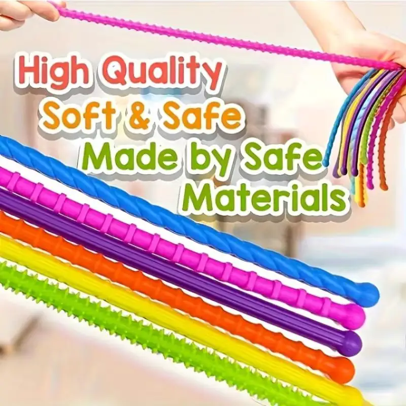6pcs Sensory Autism Toys- Textured Stretchy Rope Fidget Toys For Stress Anxiety - Sensory Toys Special Needs For Autistic