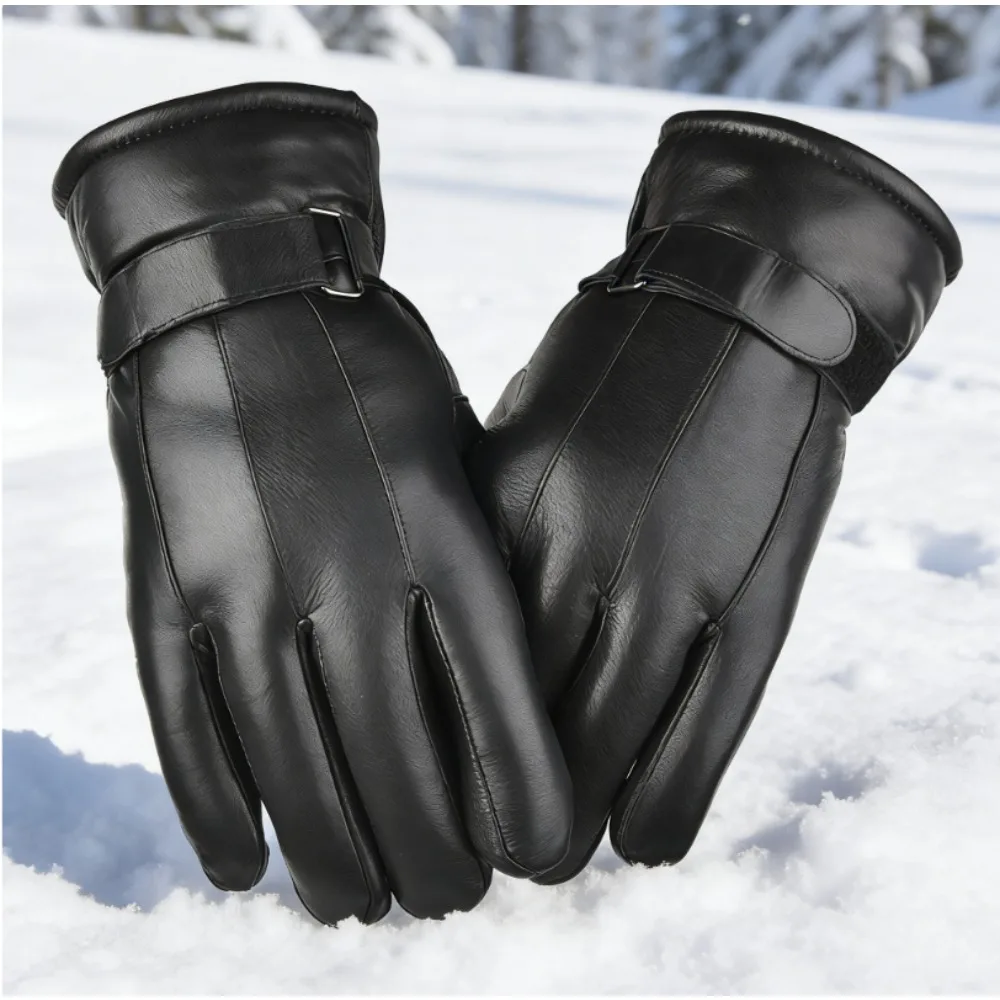 

Genuine Leather Shearling Gloves Unisex Winter Ultra Thick Northeast Cold Proof Motorcycle Cycling Sheepskin Gloves