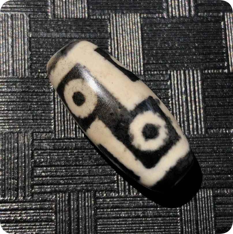 Magic Tibetan Old Agate 6Eye Black Cinnabar Totem dZi Bead 13*14*30mmP27