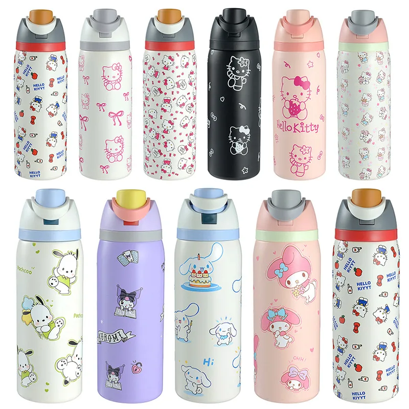 การ์ตูนเฮลโลคิตตี้ 304 สแตนเลสสตีล แก้วน้ำมีเมโลดี้ คุโรมิ ความจุขนาดใหญ่ แก้วน้ำ กีฬากลางแจ้ง กาต้มน้ำ