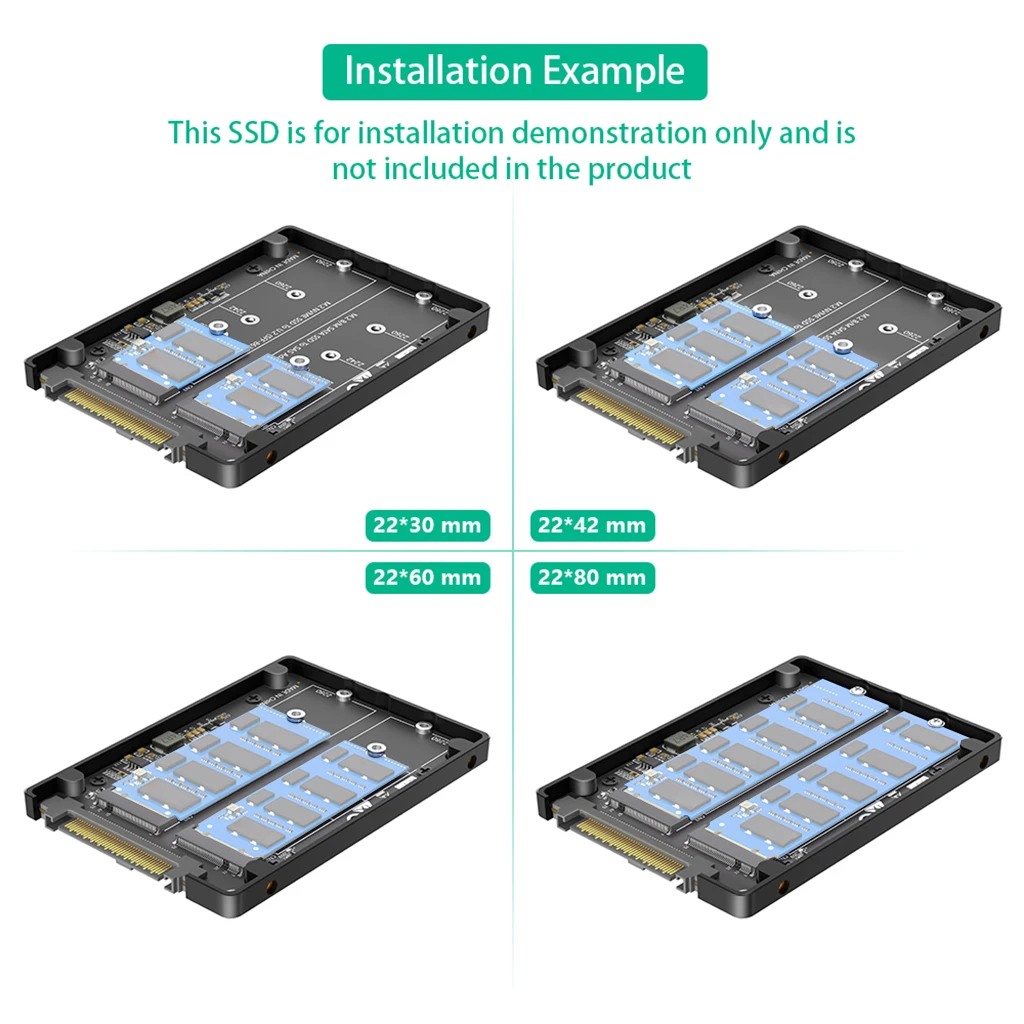 Dual M.2 Key B+M auf U.2 SFF-8639 Adapter mit Kunststoffgehäuse für M.2 NVMe Key M & SATA SSD M2 auf U.2 SFF8639/SAS Konverterkarte – Detail 8