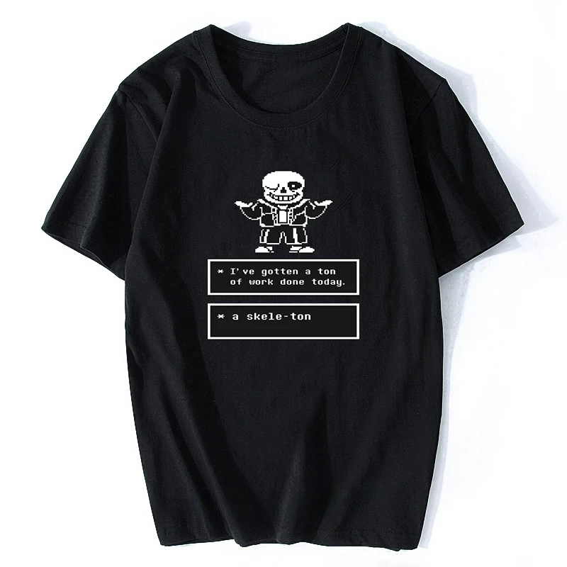 Skull Brother Sans Papyrus Cartoon Printed Black T Shirts Short Sleeve Tees O-Neck Mens T-shirts Fashion Game Undertale T Shirt