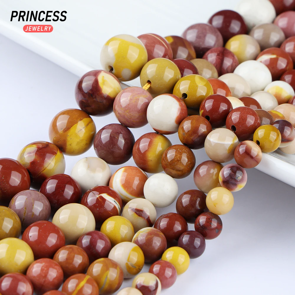 

A+ Natural Moukaite Jasper Mixed Color Loose Beads for Jewelry Making Bracelet Necklace DIY Accessories 4 6 8 10mm