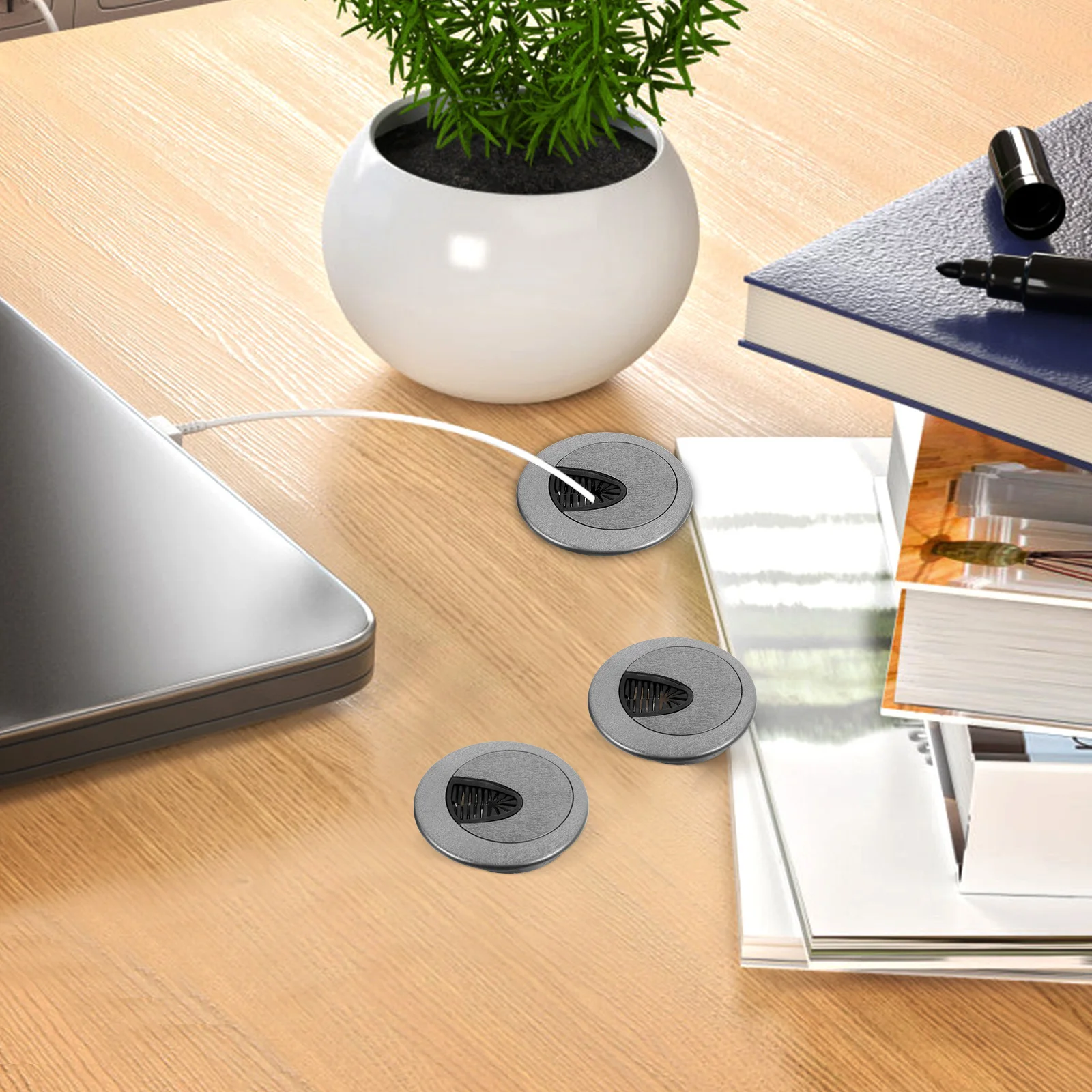 

6Pcs Zinc Alloy Wire Hole Cover Round Desk Grommet Cable Organizer Hole Plug for Home Office Workspace Desk Wire Tidy