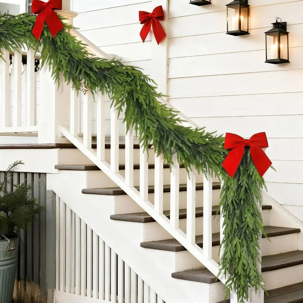 

16-Foot Christmas Artificial Norfolk Pine Garland for Fireplace, Holiday Decorations, Table, Window, and Mantel