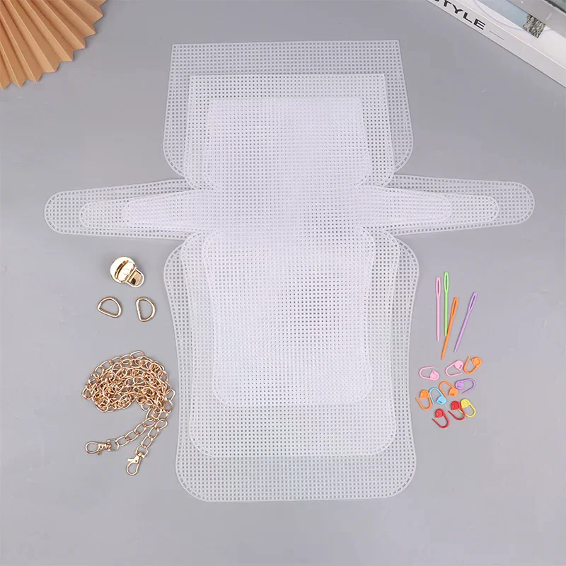 Plastic Mesh For Bag Making DIY Handcraft Bags Weaving Material Latch Hook Bags Made Plastic Grid Hook Crafts Making Accessories